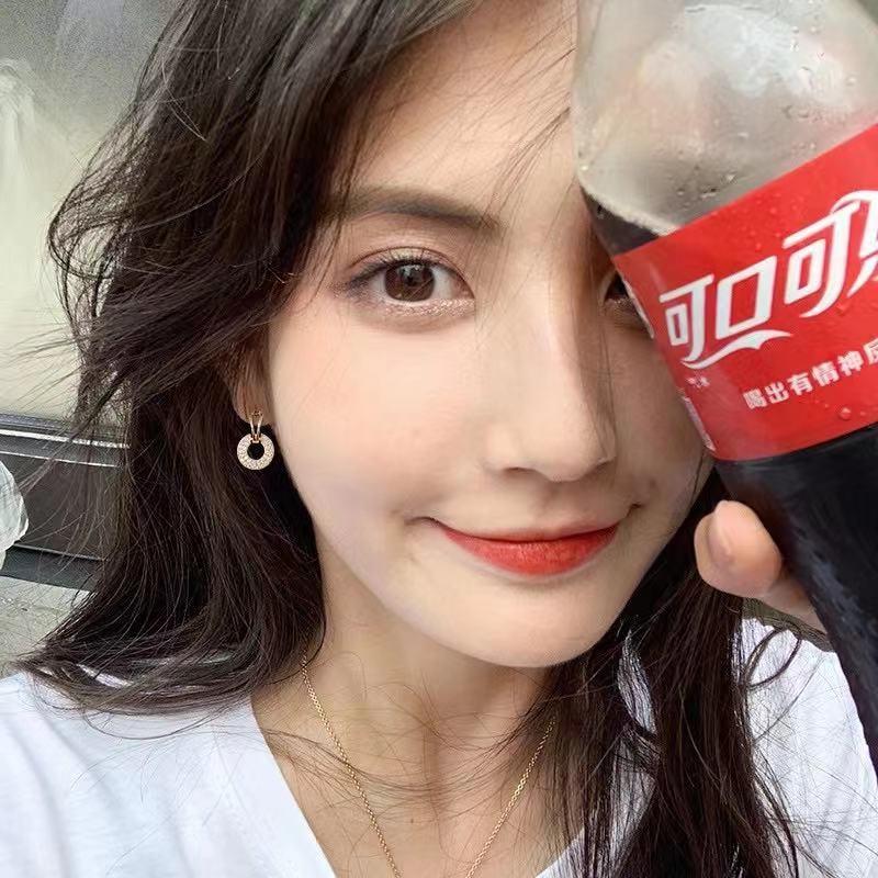 Number28 - 耳環 S925鍍金簡約圓邊鑲鑽耳針式抗過敏耳環 282160-細節圖3