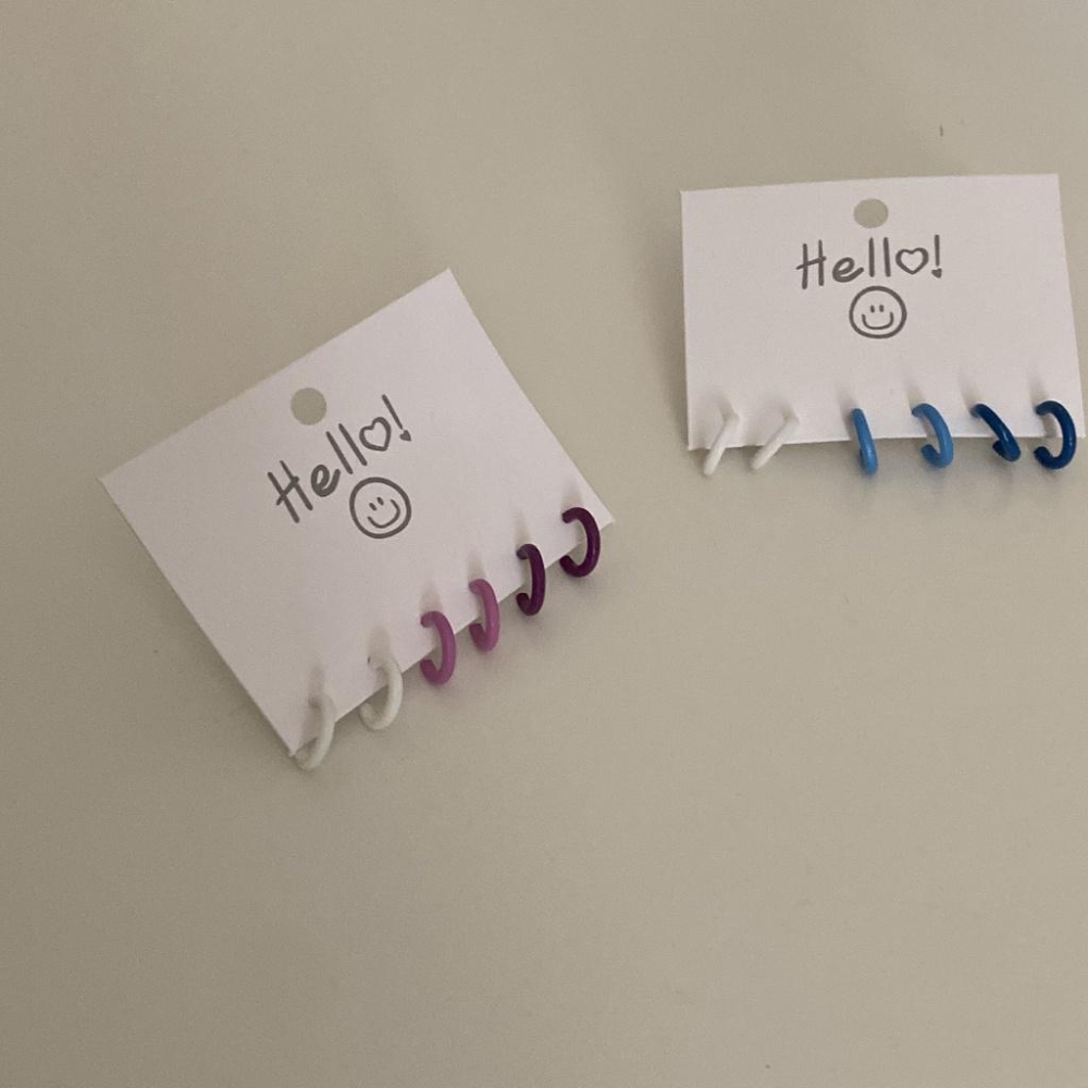 Number28 - 耳環 可愛風三色C形狀耳針式抗過敏耳環 282428-細節圖3