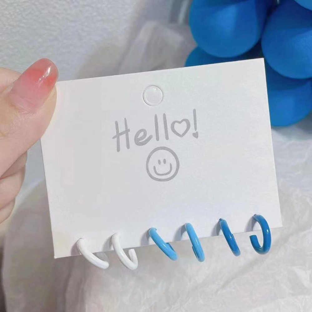 Number28 - 耳環 可愛風三色C形狀耳針式抗過敏耳環 282428-細節圖4