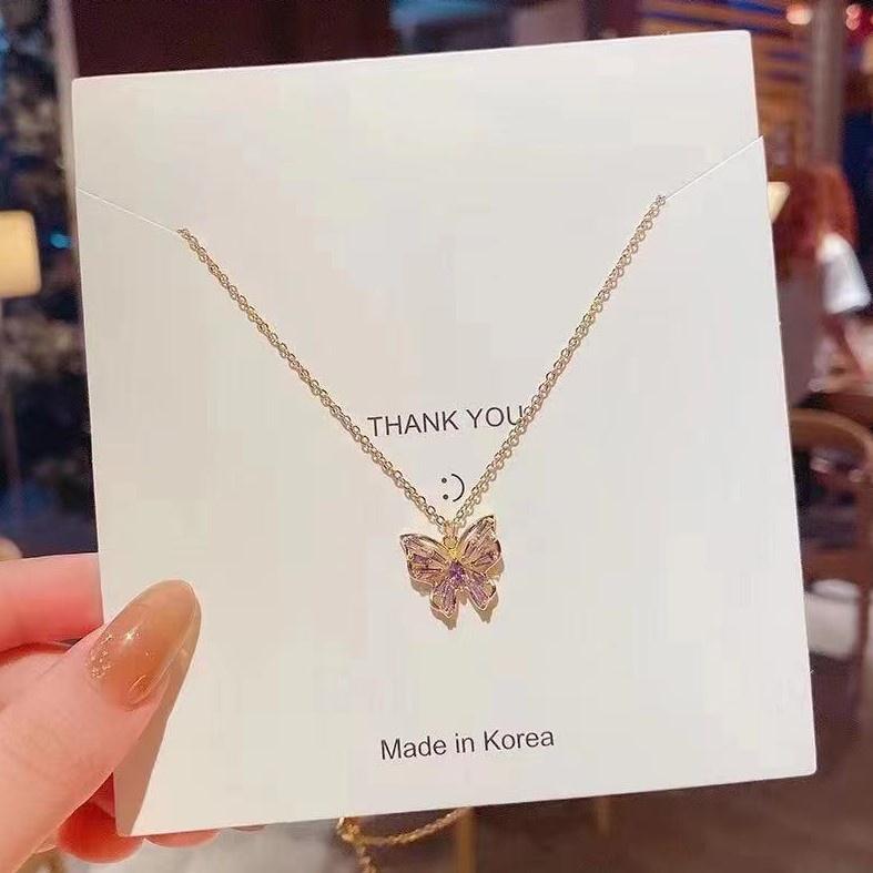 Number28 - 項鍊 韓版紫色蝴蝶造型鎖骨項鍊 282478-細節圖3