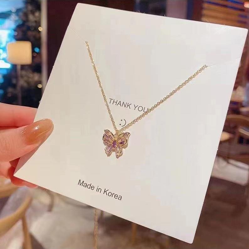 Number28 - 項鍊 韓版紫色蝴蝶造型鎖骨項鍊 282478-細節圖6