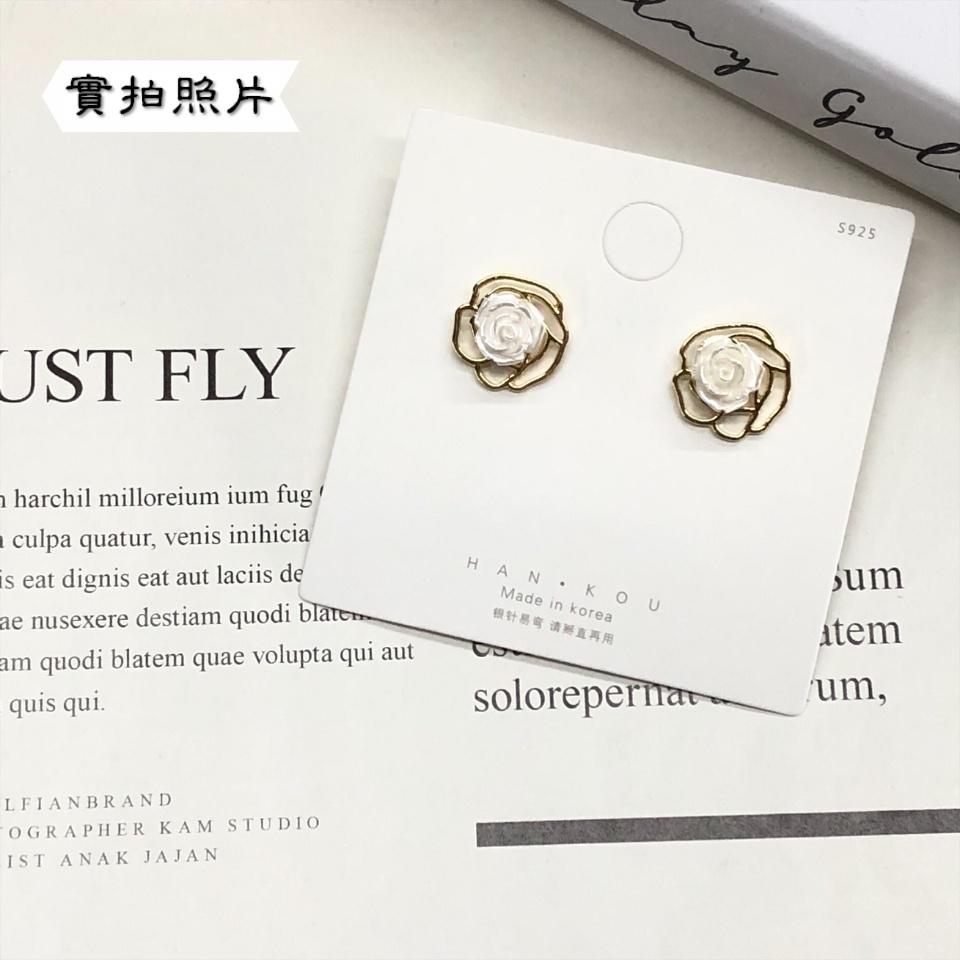 Number28 - 耳環 金邊花朵造型耳針式抗過敏耳環 282459-細節圖8