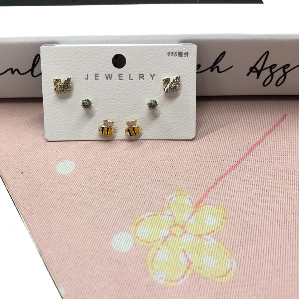 Number28 - 耳環 蜜蜂天鵝造型耳針式抗過敏耳環 282464-細節圖3