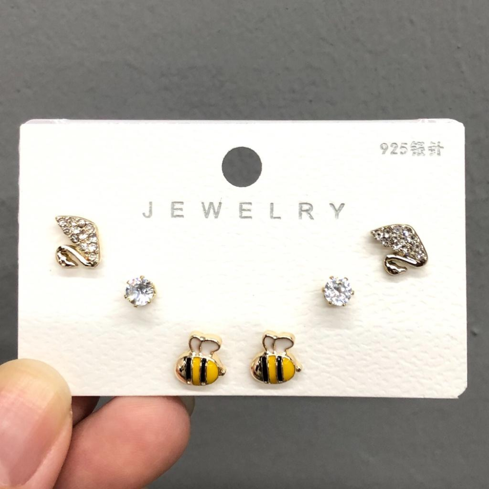 Number28 - 耳環 蜜蜂天鵝造型耳針式抗過敏耳環 282464-細節圖5