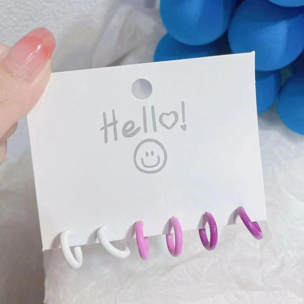 Number28 - 耳環 可愛風三色C形狀耳針式抗過敏耳環 282426-細節圖4