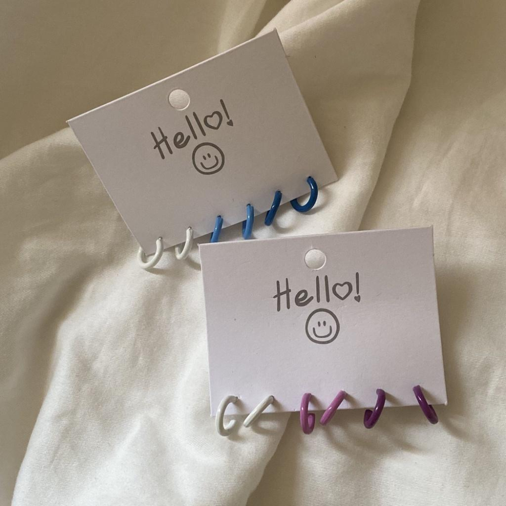 Number28 - 耳環 可愛風三色C形狀耳針式抗過敏耳環 282426-細節圖6