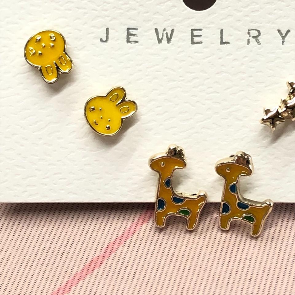 Number28 - 耳環 長頸鹿兔子星星造型耳針式抗過敏耳環 282467-細節圖2