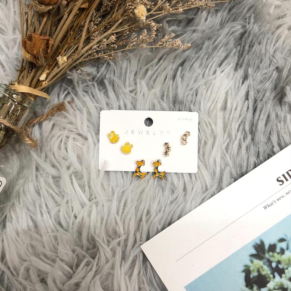 Number28 - 耳環 長頸鹿兔子星星造型耳針式抗過敏耳環 282467-細節圖4