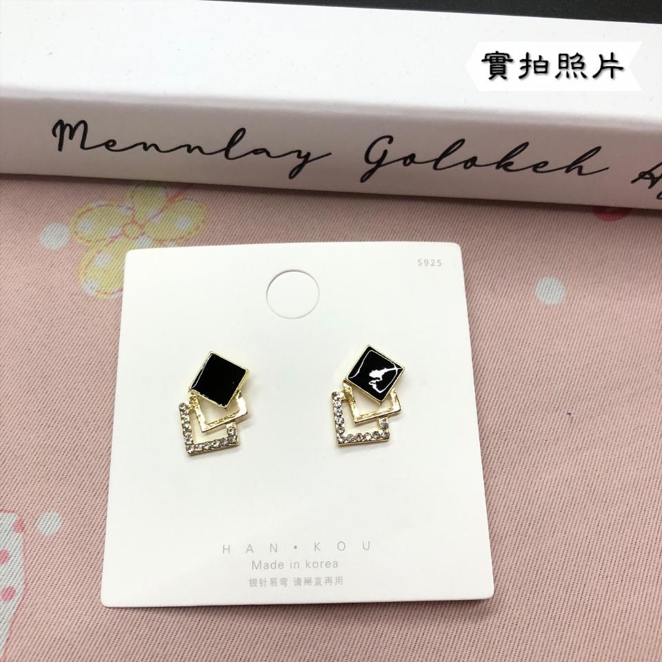 Number28 - 耳環 3正方形排列組合耳針式抗過敏耳環 282449-細節圖9
