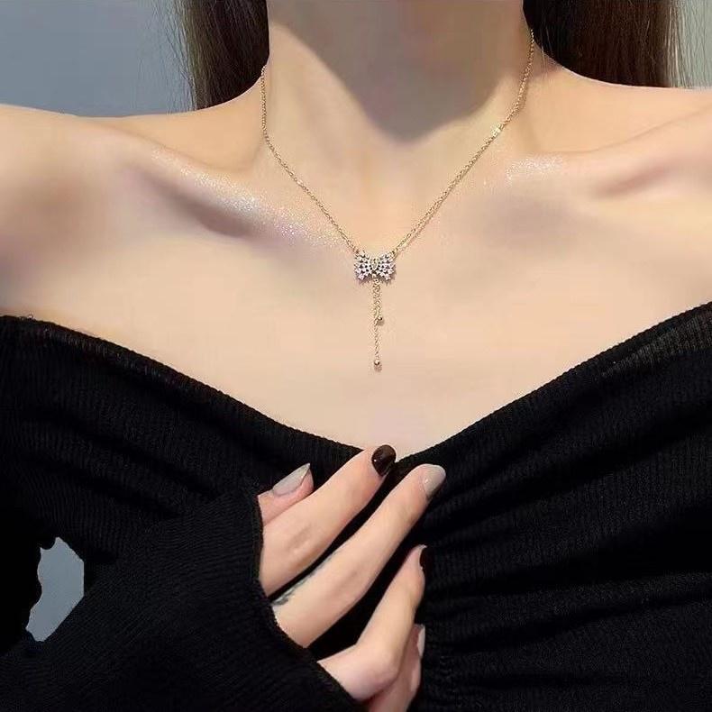 Number28 - 項鍊 韓版蝴蝶結造型鎖骨項鍊 282473-細節圖5