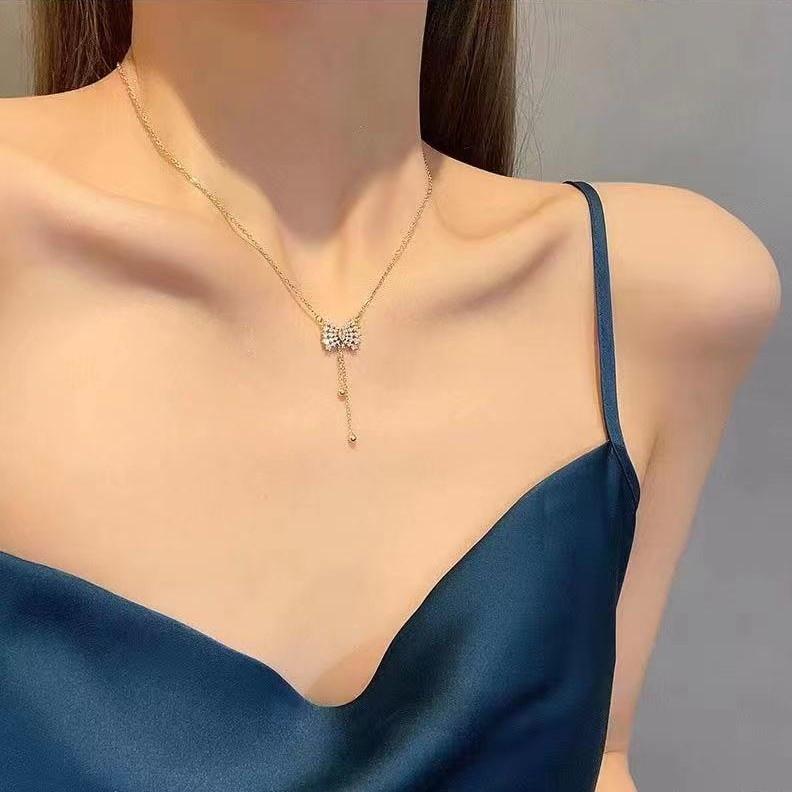 Number28 - 項鍊 韓版蝴蝶結造型鎖骨項鍊 282473-細節圖7