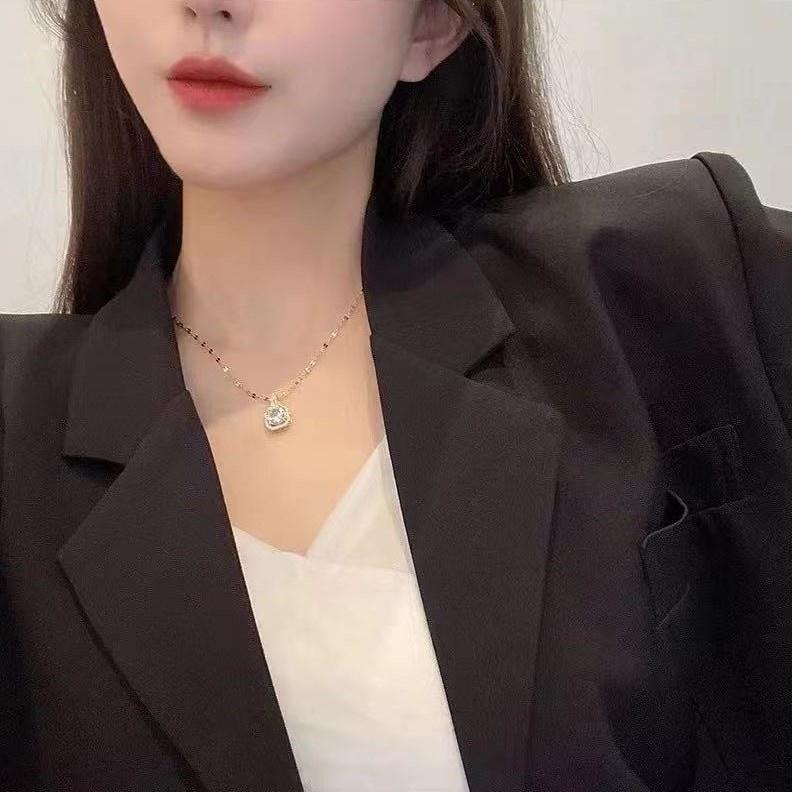 Number28 - 項鍊 韓版新款閃亮方型鑲鑽項鍊 282468-細節圖2