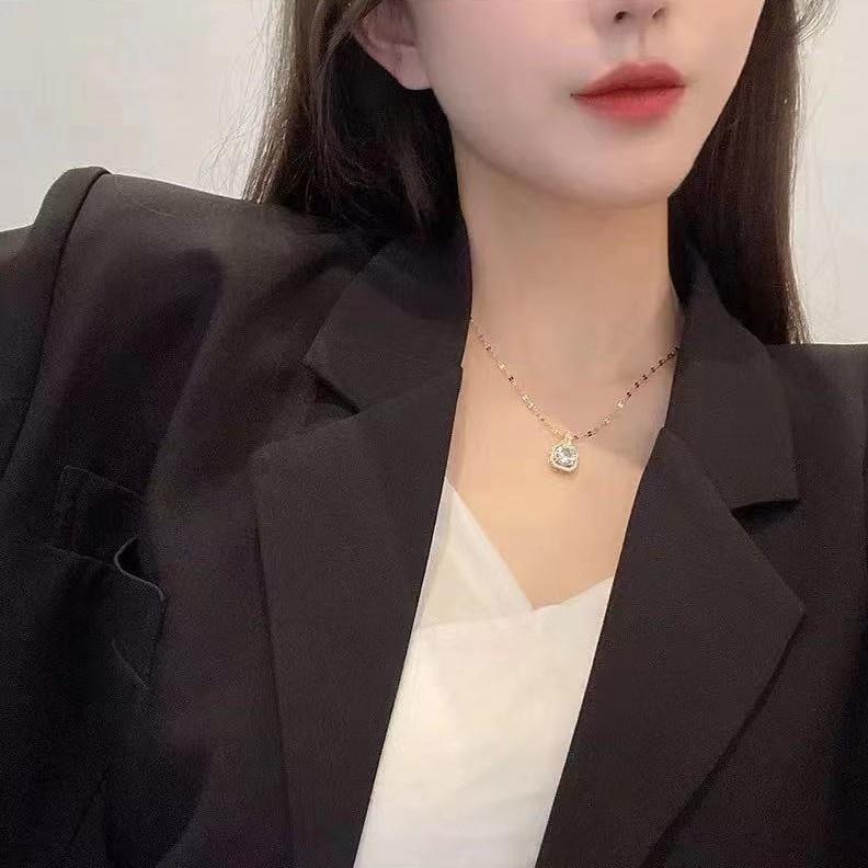 Number28 - 項鍊 韓版新款閃亮方型鑲鑽項鍊 282468-細節圖4