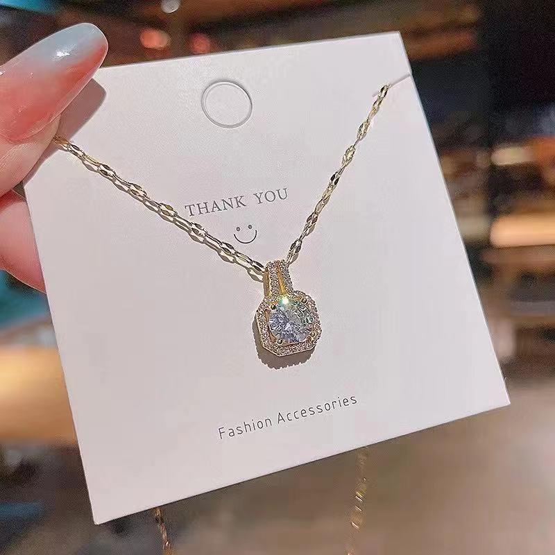 Number28 - 項鍊 韓版新款閃亮方型鑲鑽項鍊 282468-細節圖5