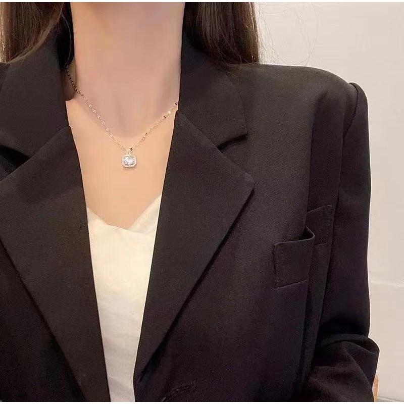 Number28 - 項鍊 韓版新款閃亮方型鑲鑽項鍊 282468-細節圖6