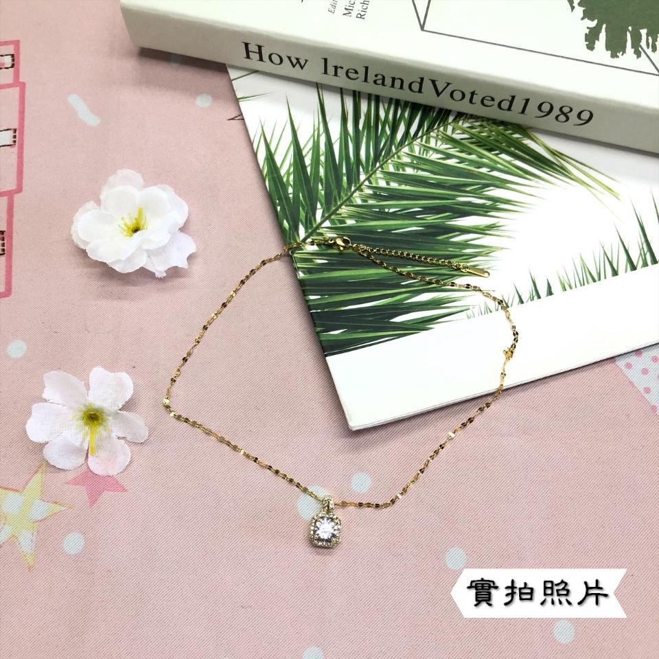 Number28 - 項鍊 韓版新款閃亮方型鑲鑽項鍊 282468-細節圖9
