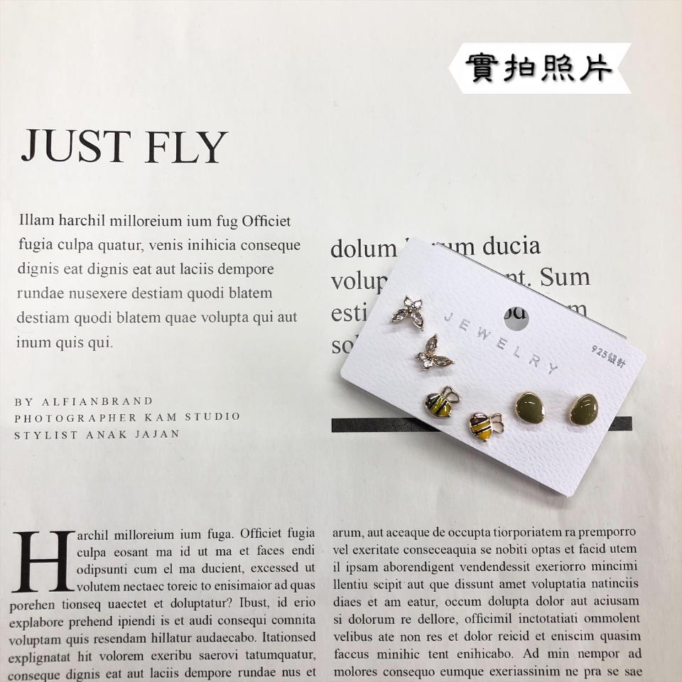 Number28 - 耳環 小蜜蜂蝴蝶造型耳針式抗過敏耳環 282462-細節圖6