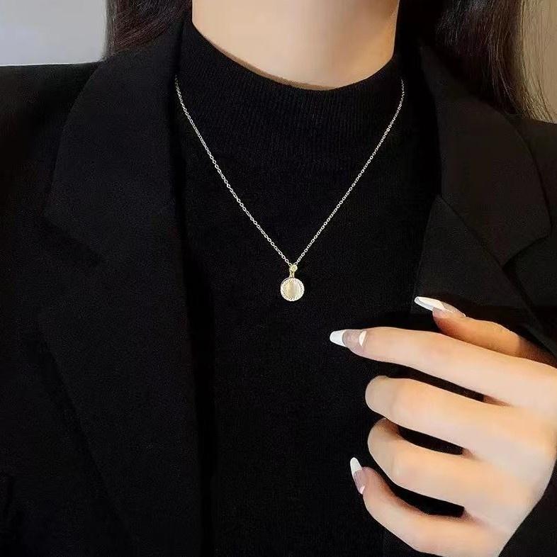 Number28 - 鍍金圓形鑲鑽旋轉墜飾項鍊 282283-細節圖2