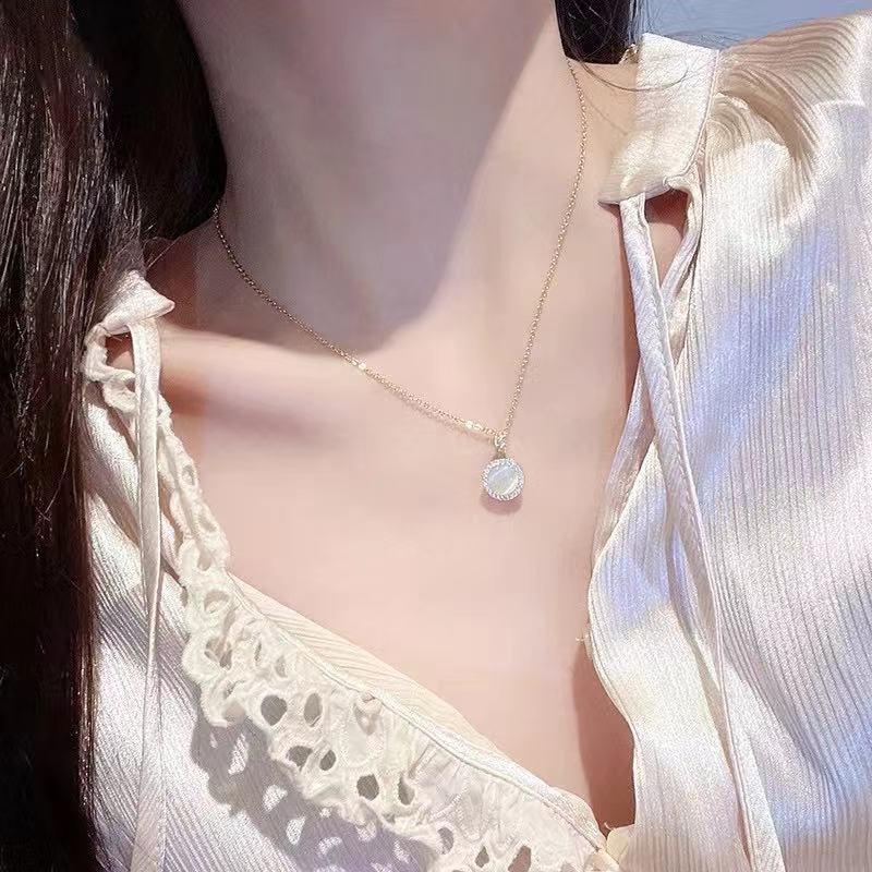 Number28 - 鍍金圓形鑲鑽旋轉墜飾項鍊 282283-細節圖5