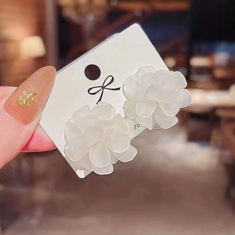 Number28 - 耳環 透明立體花辦耳針式抗過敏耳環 282450-細節圖4