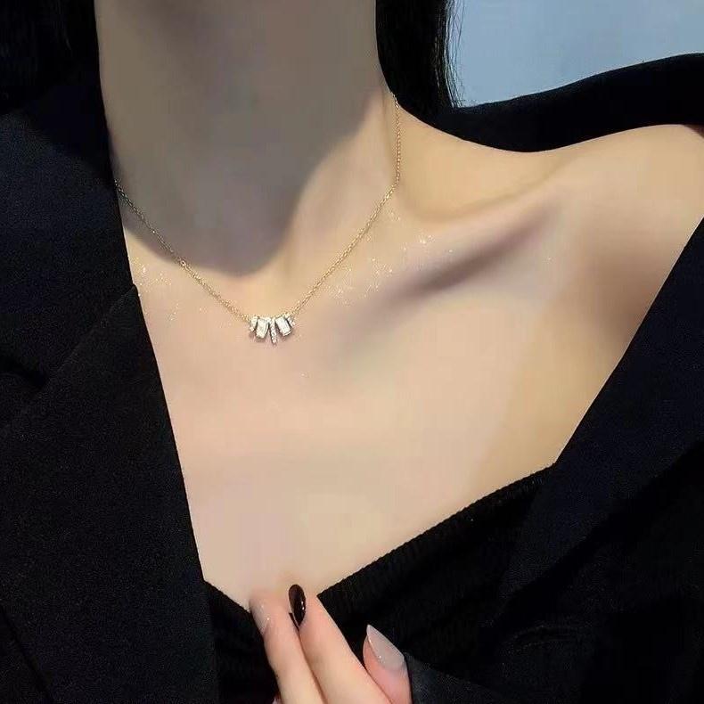 Number28 - 鍍金小清新鑲鑽長方形排列項鍊 282286-細節圖6