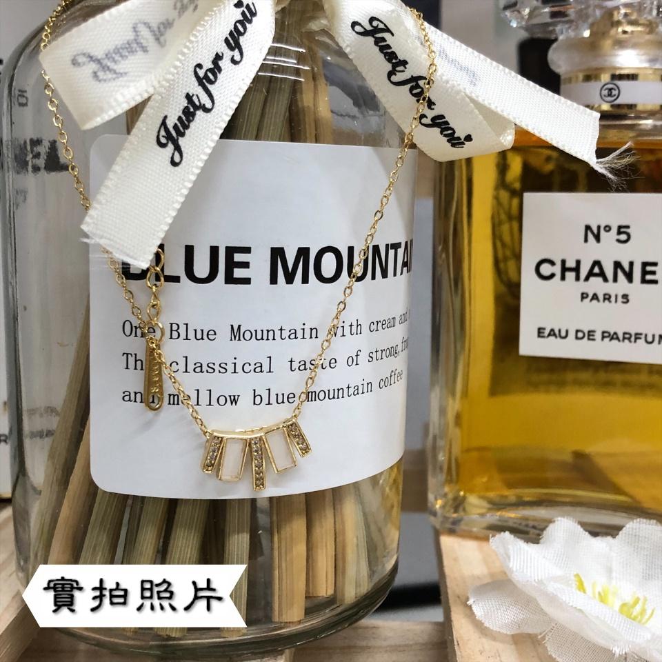 Number28 - 鍍金小清新鑲鑽長方形排列項鍊 282286-細節圖7