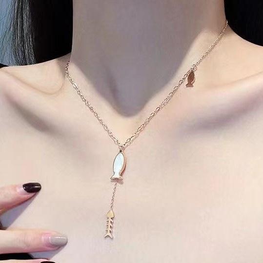 Number28 - 鍍玫瑰金3種小魚墜飾項鍊 282289-細節圖2