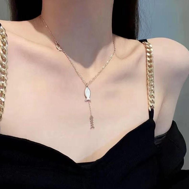 Number28 - 鍍玫瑰金3種小魚墜飾項鍊 282289-細節圖3