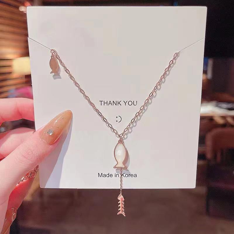 Number28 - 鍍玫瑰金3種小魚墜飾項鍊 282289-細節圖4