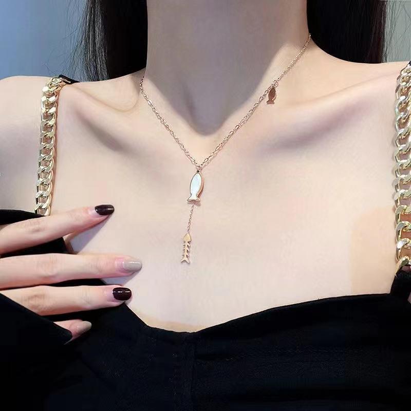 Number28 - 鍍玫瑰金3種小魚墜飾項鍊 282289-細節圖5