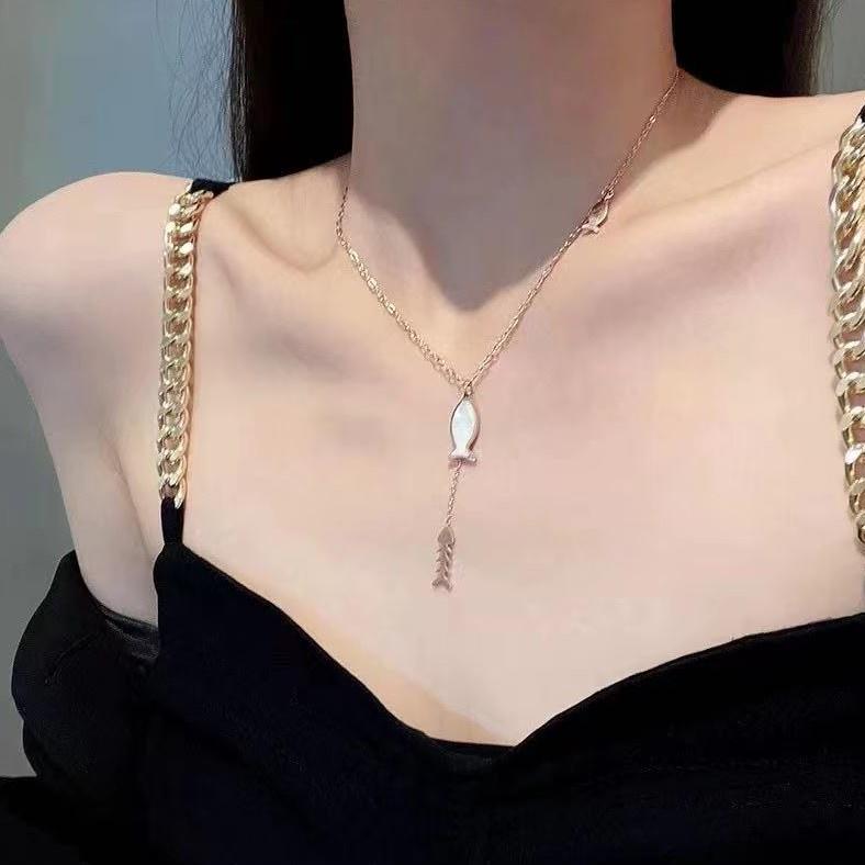 Number28 - 鍍玫瑰金3種小魚墜飾項鍊 282289-細節圖6