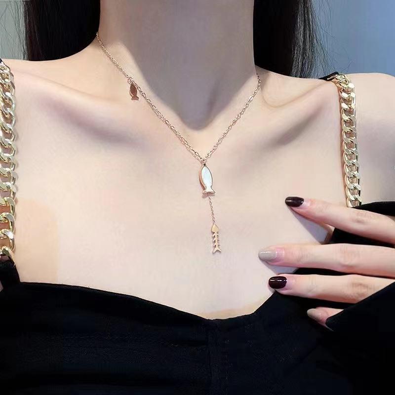 Number28 - 鍍玫瑰金3種小魚墜飾項鍊 282289-細節圖7