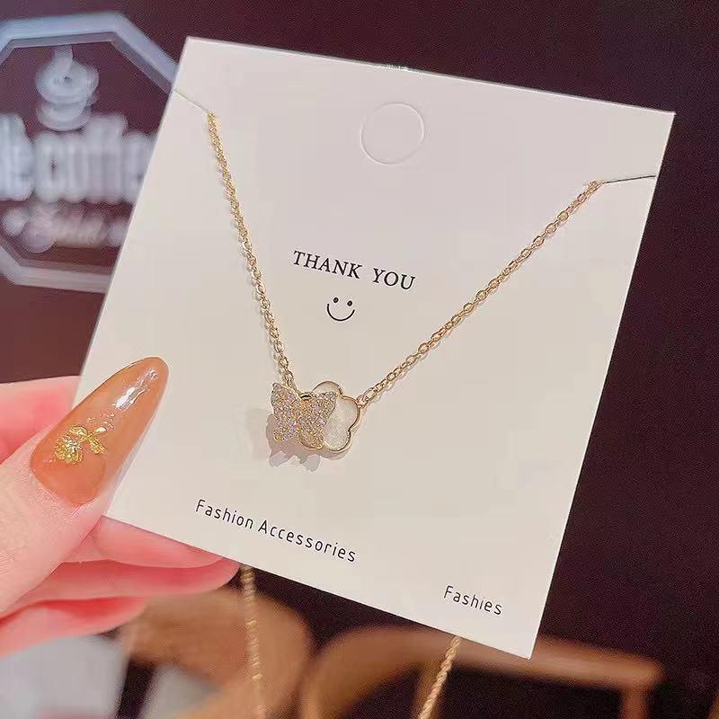 Number28 - 鍍金鑲鑽蝴蝶金邊梅花項鍊 282285-細節圖2