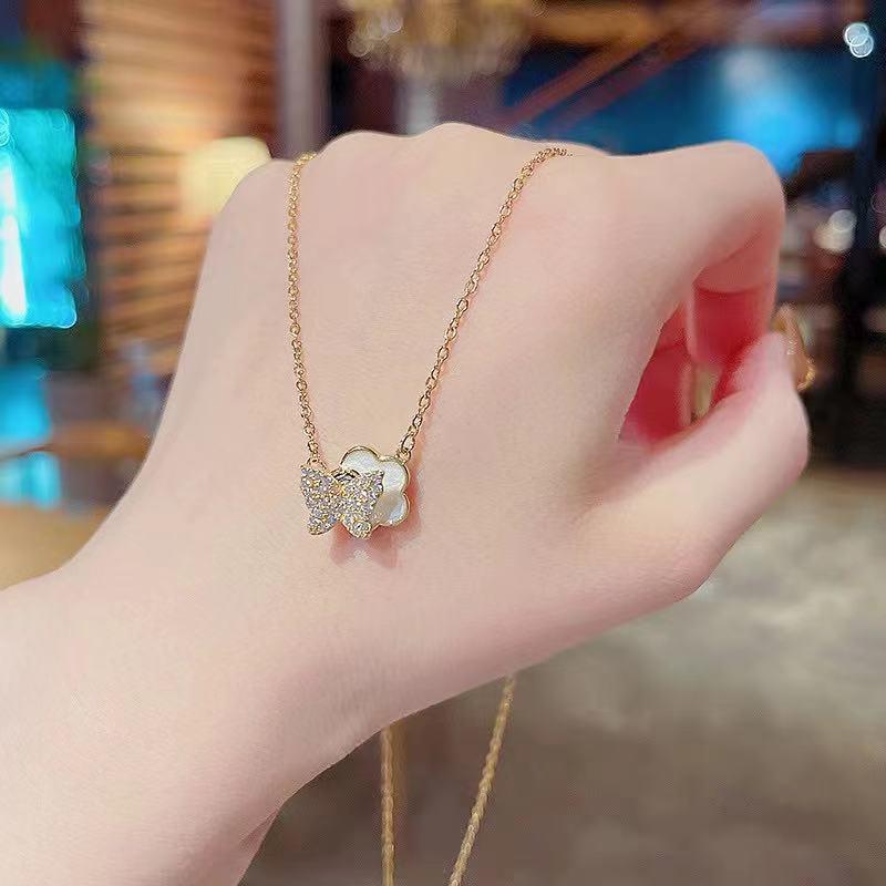 Number28 - 鍍金鑲鑽蝴蝶金邊梅花項鍊 282285-細節圖3