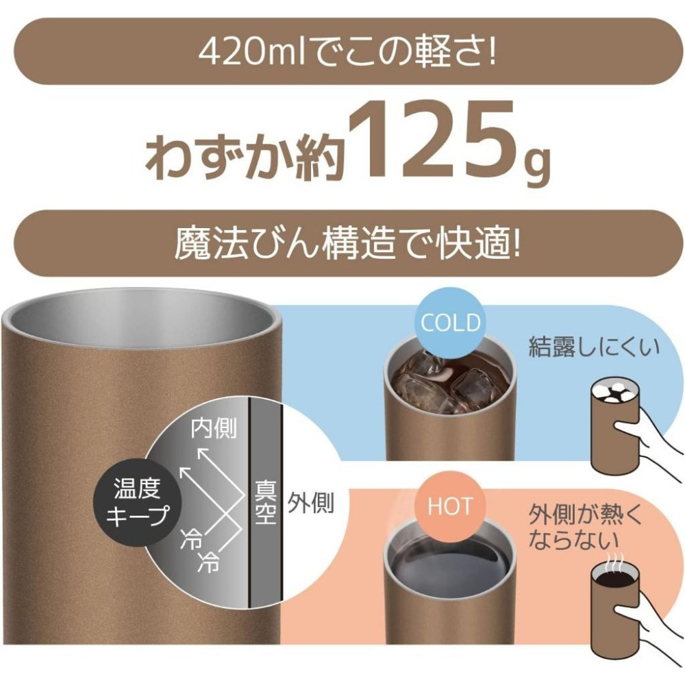 <限量優惠價，免運>日本Thermos膳魔師 輕量真空隔熱杯 420ml 可洗碗機 不鏽鋼杯 JDW-420C系列-細節圖5