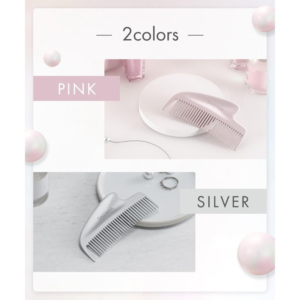 <免運>日本SALONIA 光澤刮痧順髮梳 Glossy Care Metal Kassa Comb防靜電金屬美髮梳子-細節圖2