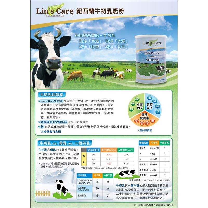 【Lin’s Care】紐西蘭 牛初乳奶粉 450g/罐 高優質初乳奶粉 沖泡 料理-細節圖5