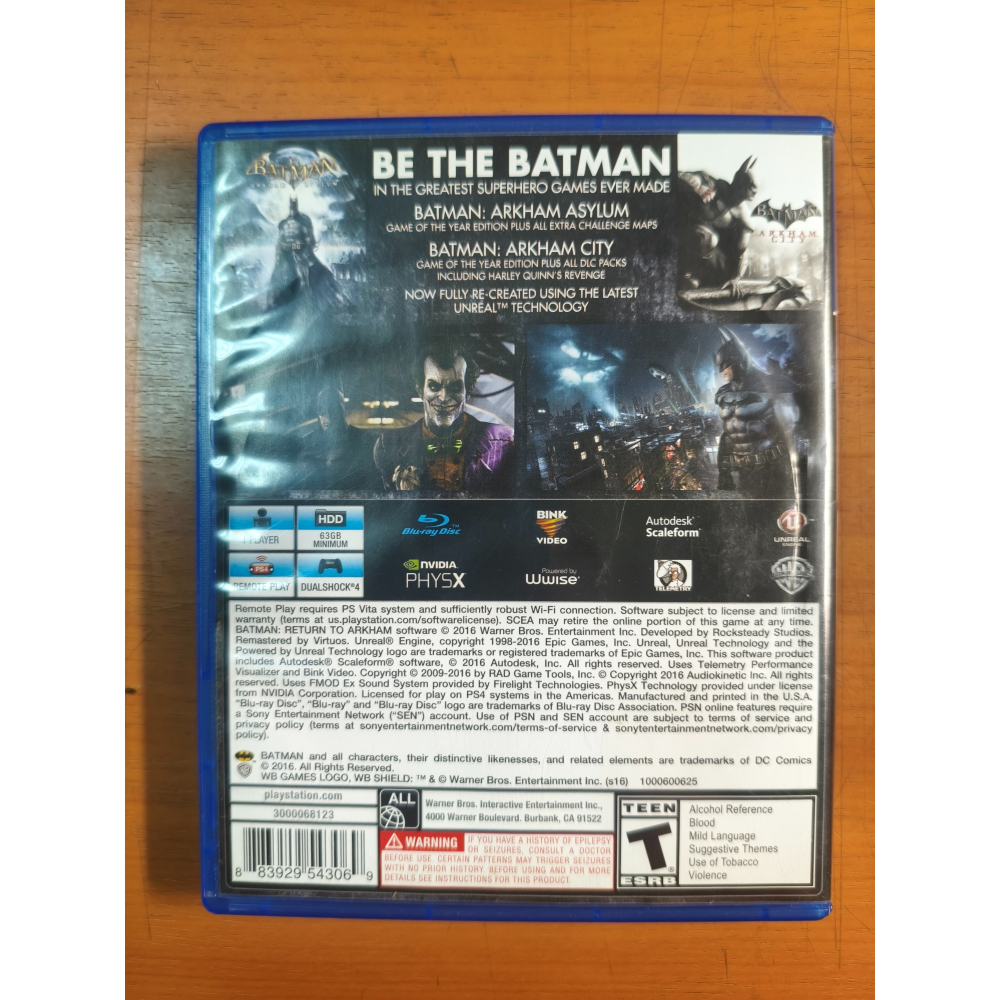 PS4遊戲 二手 蝙蝠俠 重返阿卡漢{Batman: Return to Arkham} 純英版-細節圖2
