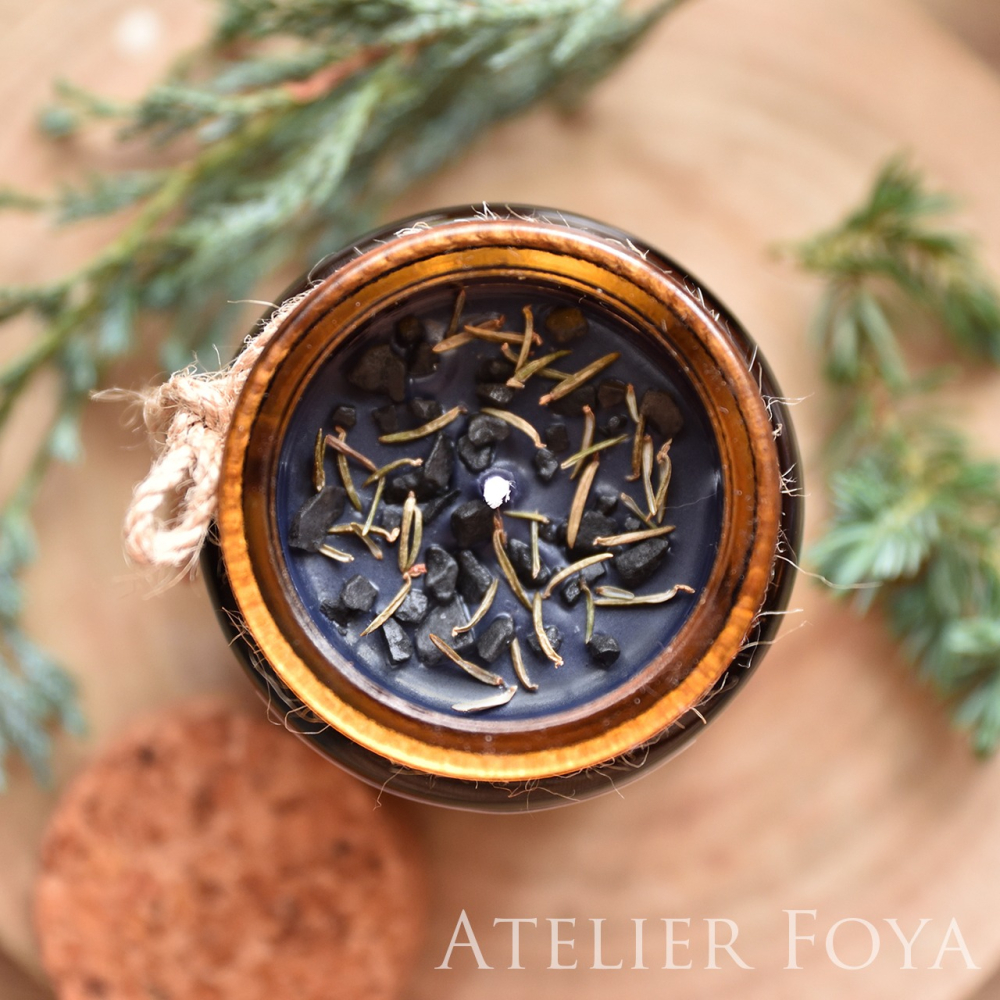 AtelierFoya香氛蠟燭 （白鼠尾草死海鹽/雪松熔岩黑鹽） 天然精油|療癒|冥想|瑜珈|淨化|魔法蠟燭|女巫鹽-細節圖2