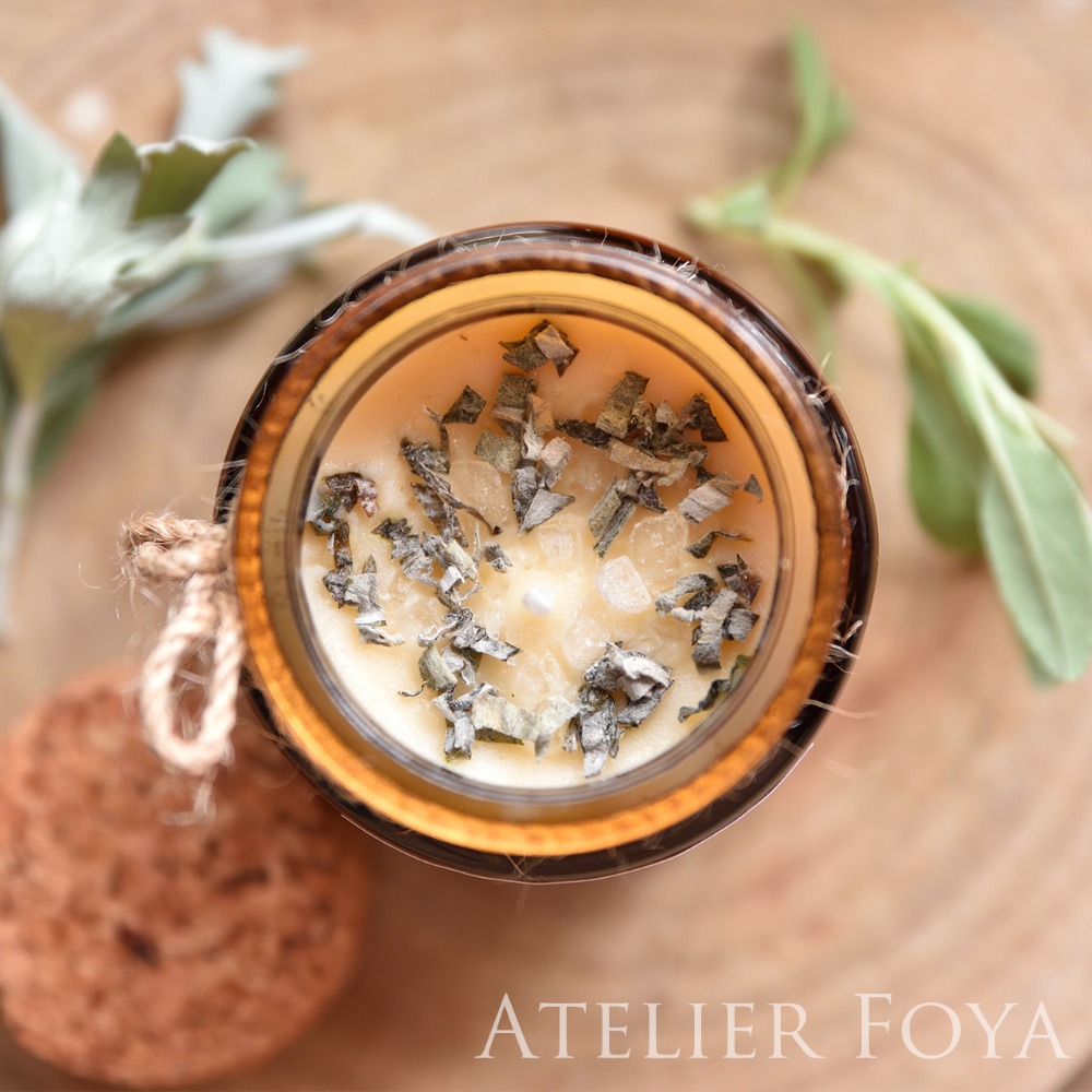 AtelierFoya香氛蠟燭 （白鼠尾草死海鹽/雪松熔岩黑鹽） 天然精油|療癒|冥想|瑜珈|淨化|魔法蠟燭|女巫鹽-規格圖6