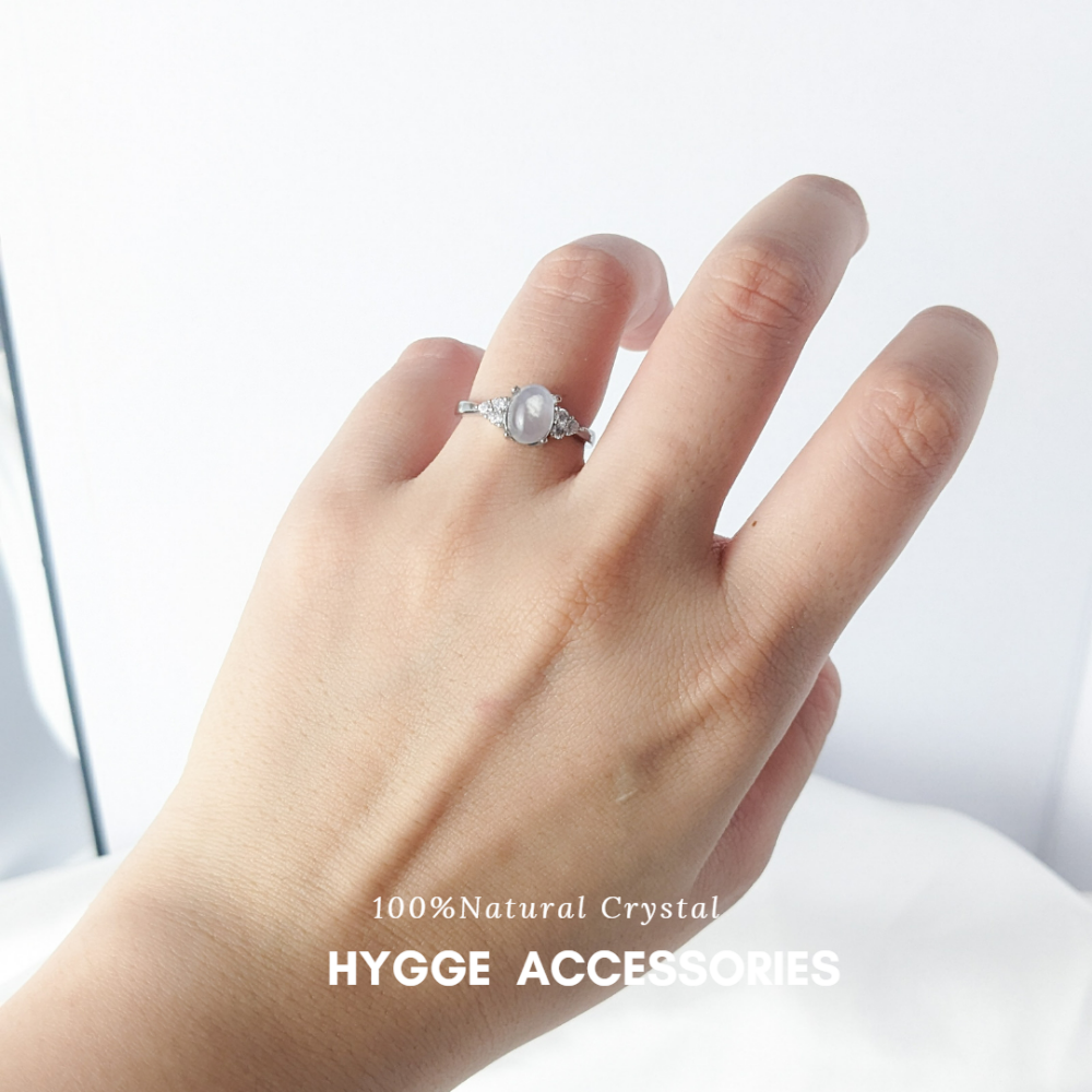 【HYGGE】月光石戒指 藍月光戒指 水晶戒指 月光石 戒指女生 銀-細節圖3