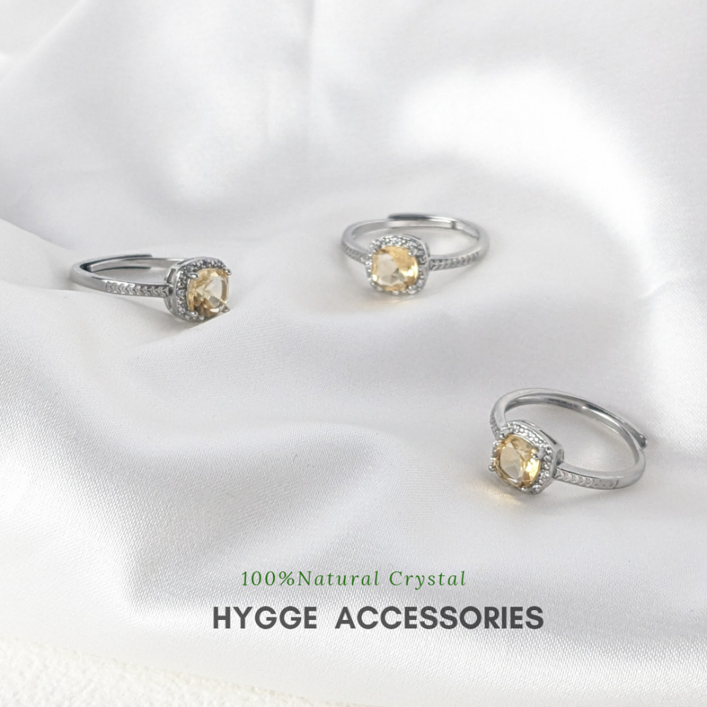 【HYGGE】黃水晶戒指 黃水晶 水晶戒指 招財 復古戒指-細節圖2