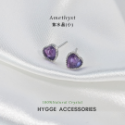 【HYGGE】水晶耳環 愛心耳環 紫水晶耳環 海藍寶耳環 金運石耳環  925銀耳針-規格圖5