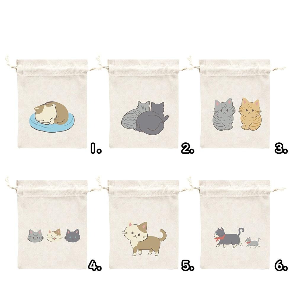 『歐浮悠 客製 』童寓猫系列 帆布束口袋 麻布袋 喜米袋 福袋款/禮品袋 /zakka風收納袋-細節圖2
