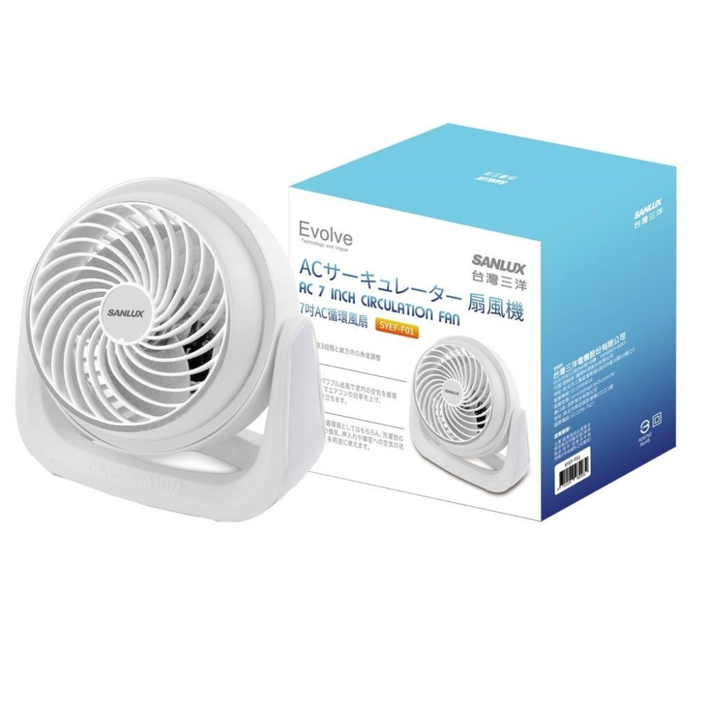 福利品~台灣三洋SANLUX 7吋時尚外型空氣循環扇 (SYEF-F01)加贈有線入耳式耳機*1個-細節圖5