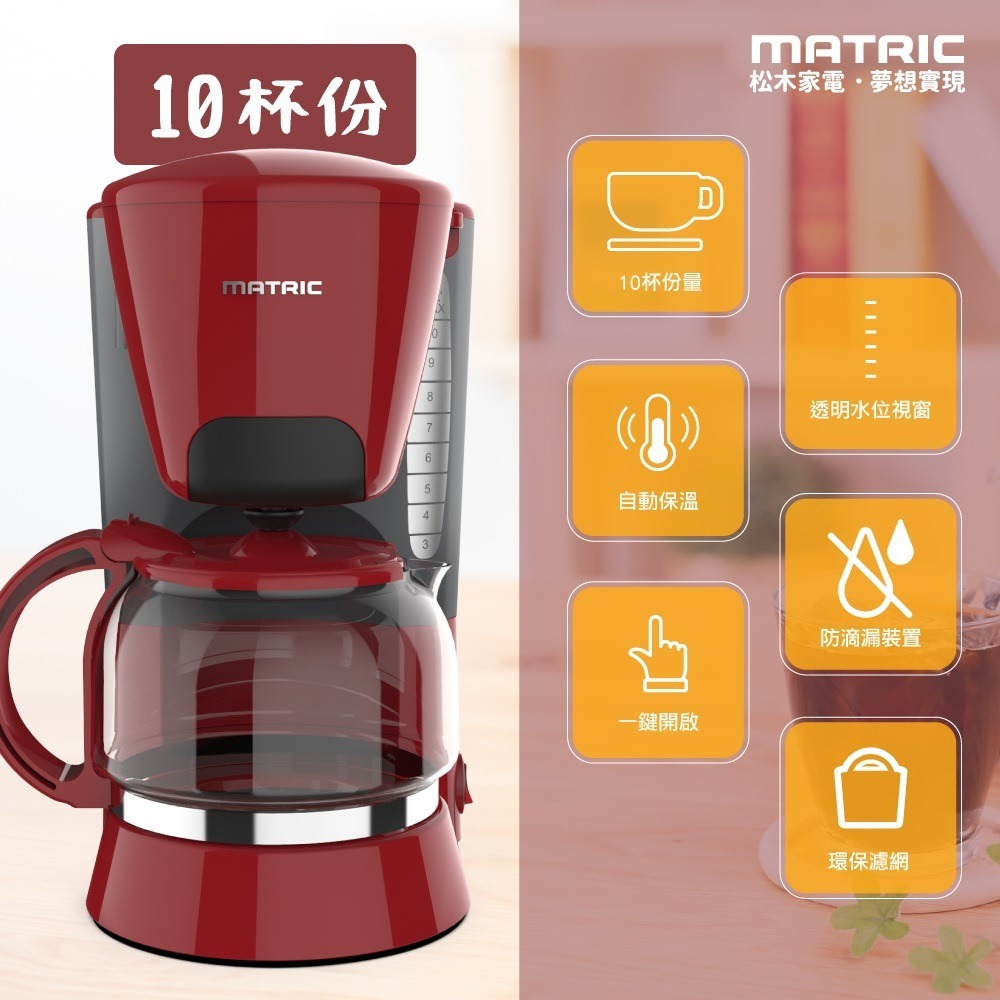 福利品~松木MATRIC 10人份美式滴漏咖啡機(MG-CM1012A)-細節圖3