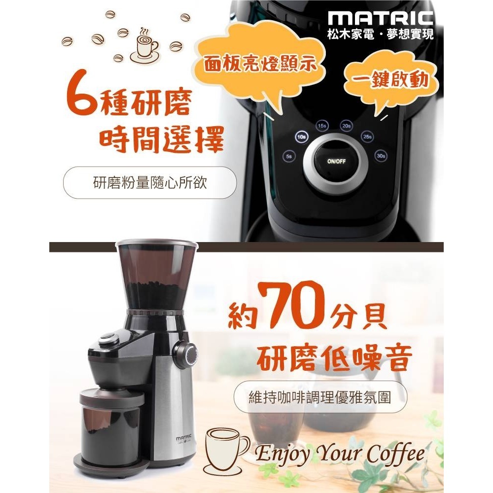 福利品~松木MATRIC咖啡達人錐刀15段式粗細研磨機(MG-CG3501)-細節圖3