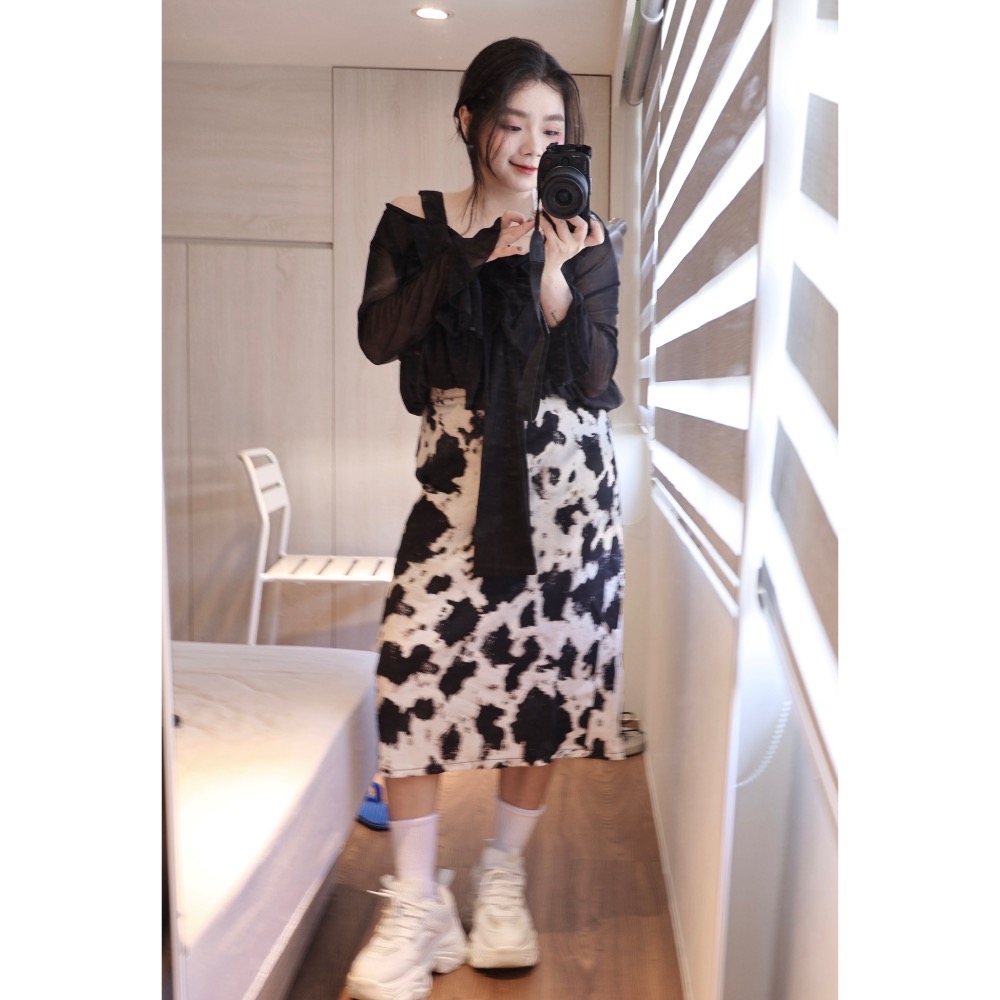 水墨手刷感七分裙✨-細節圖2