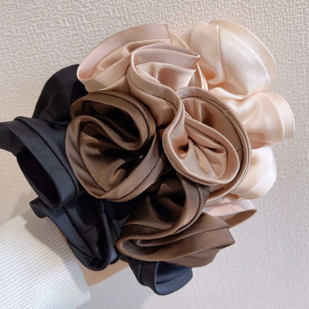 法式設計感木耳邊大腸髮圈ins風質感緞面布藝大腸圈氣質頭繩女簡約新款髮飾⚡24H台灣出貨-細節圖6