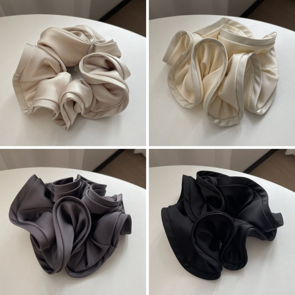 法式設計感木耳邊大腸髮圈ins風質感緞面布藝大腸圈氣質頭繩女簡約新款髮飾⚡24H台灣出貨-細節圖7